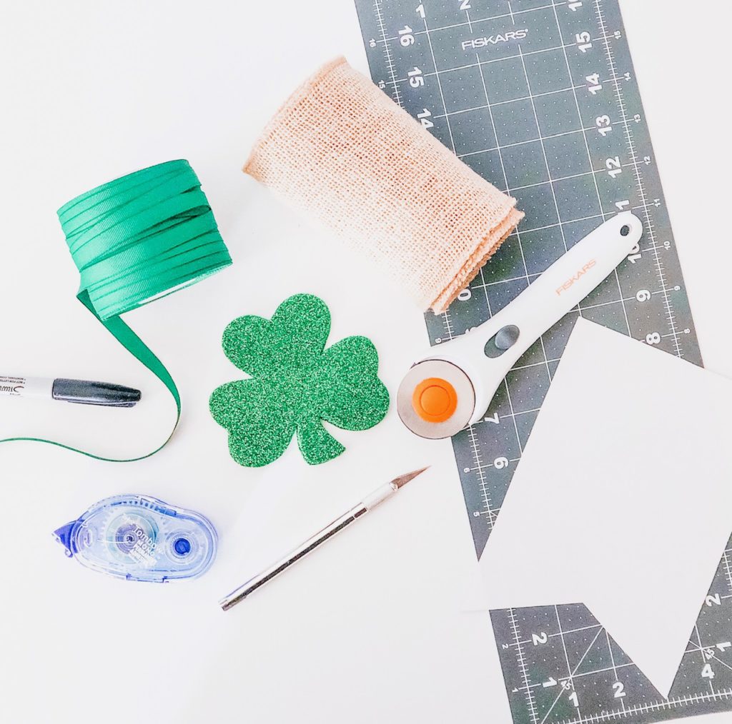 Burlap Shamrock Banner Tutorial Glitter Grosgrain Ribbon