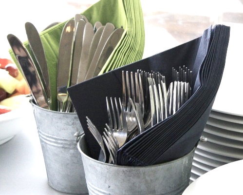 Entertaining metal bucket utensils
