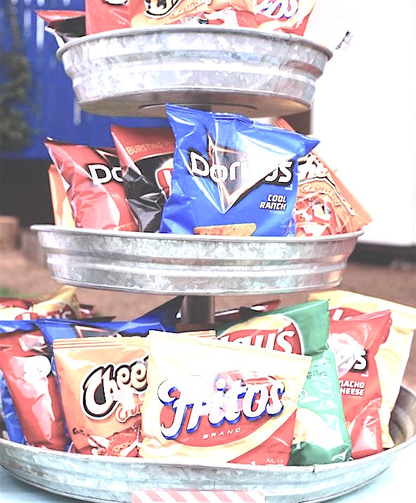 chip bag display tier tray party idea