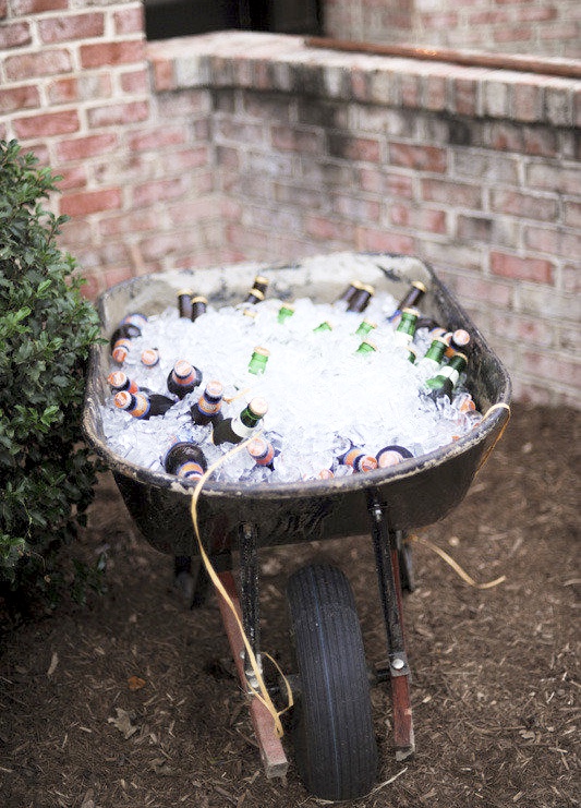 Wheelbarrow drink holder wedding summer bbq party