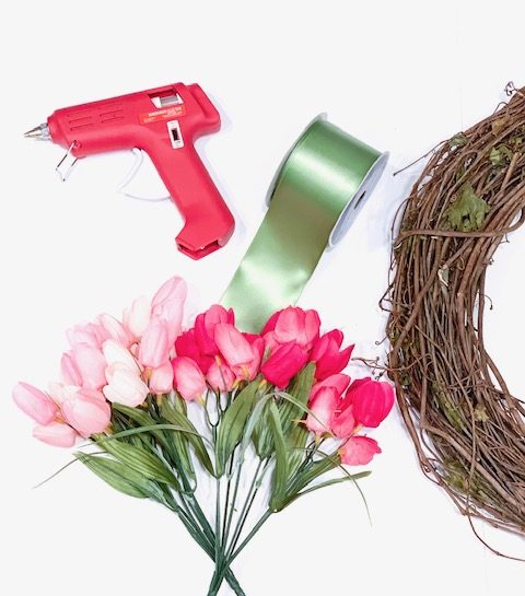 glue gun grapevine wreath