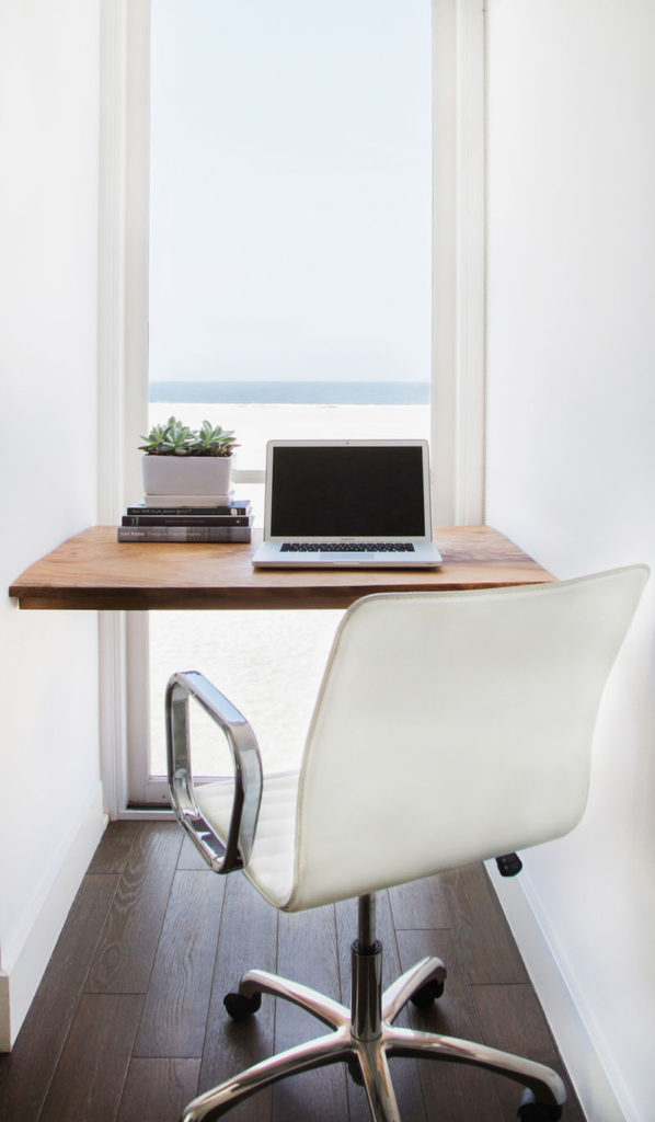 wood desk office white chair