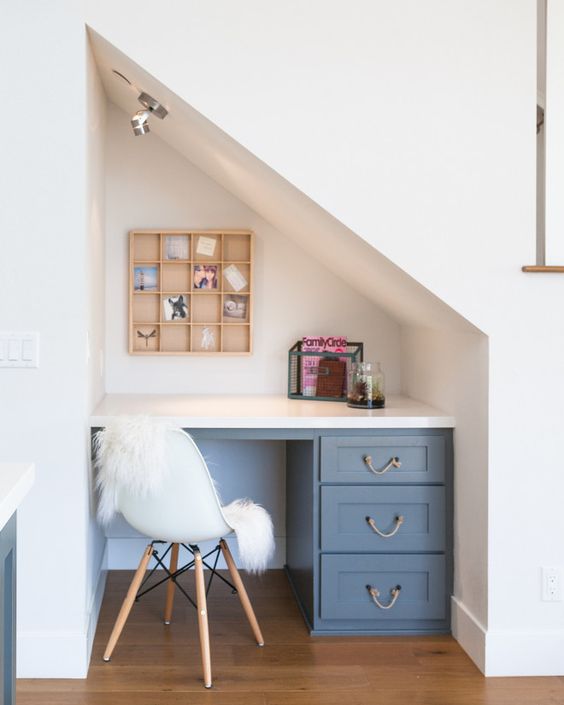 desk under the stairs office