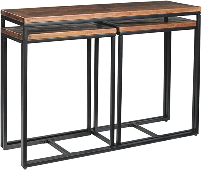metal and wood entry console table farmhouse industrial modern furniture